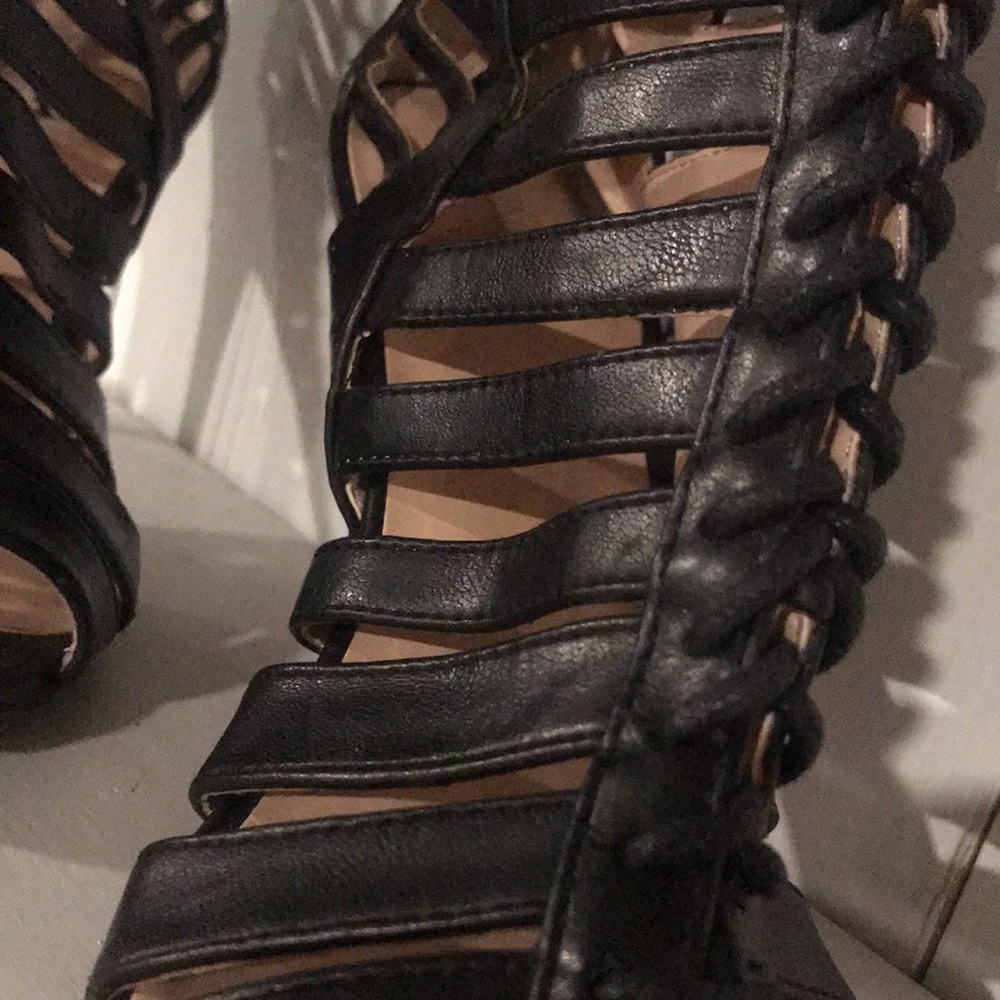 Nine West Black Stiletto Strappy Sandals 7.5 - Picture 4 of 16